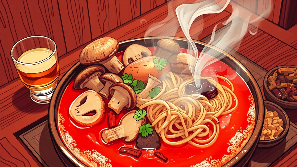 신메뉴, 얼큰 버섯 샤브샤브 후기 (illustration 스타일)