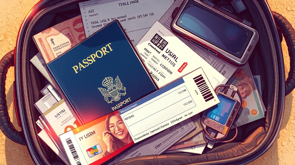 여행 전 필수 준비물 체크 (illustration 스타일)