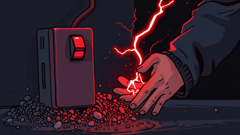 누전 발생 시 증상과 위험 (cartoon 스타일)