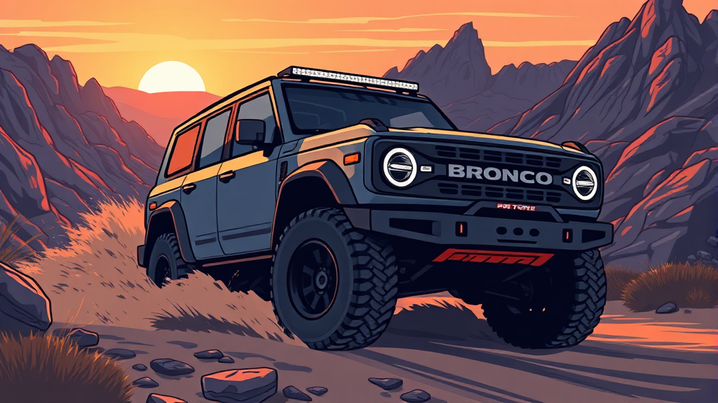 포드 브롱코: 오프로드 성능 (illustration 스타일)