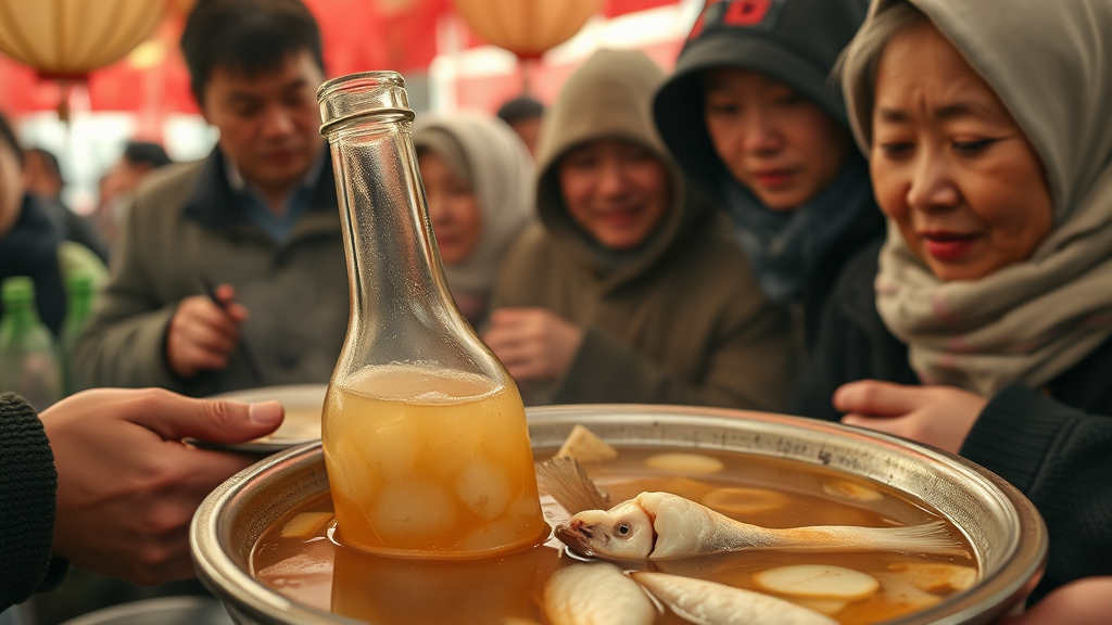 겨울 축제 위생 관리의 중요성 (realistic 스타일)
