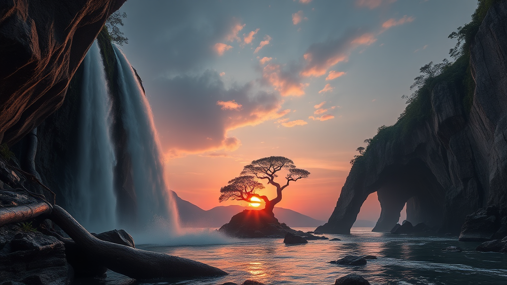 자연 속 절경: 드라마 속 숨겨진 명소 (realistic 스타일)