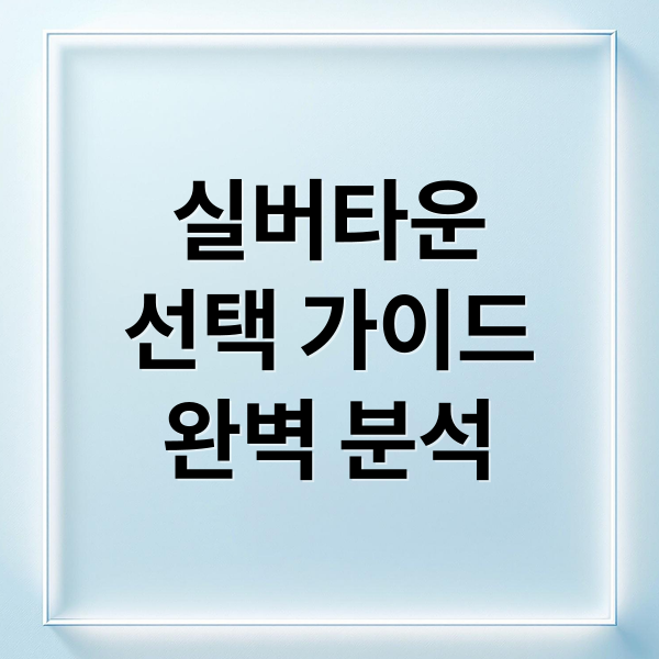 실버타운
선택 가이드
완벽 분석 (실버타운)