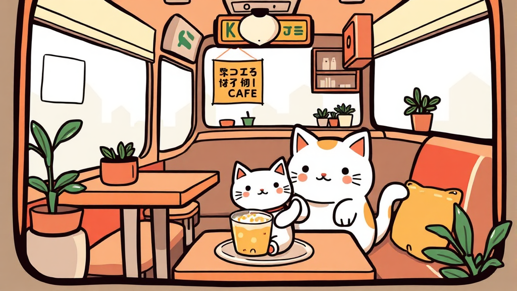 무녀도 마을버스 카페 (cartoon 스타일)