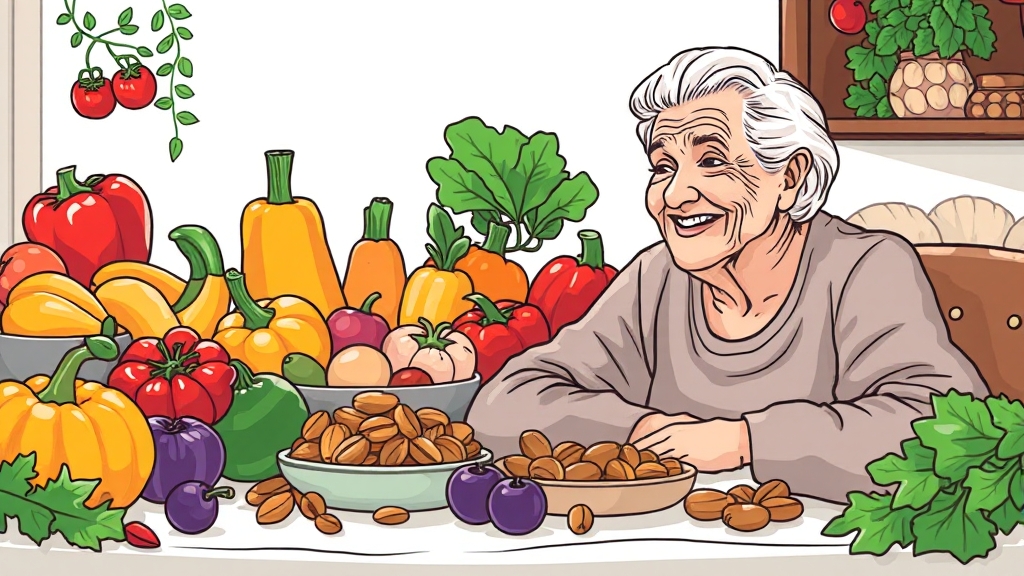 저속노화 식단의 중요성 (illustration 스타일)