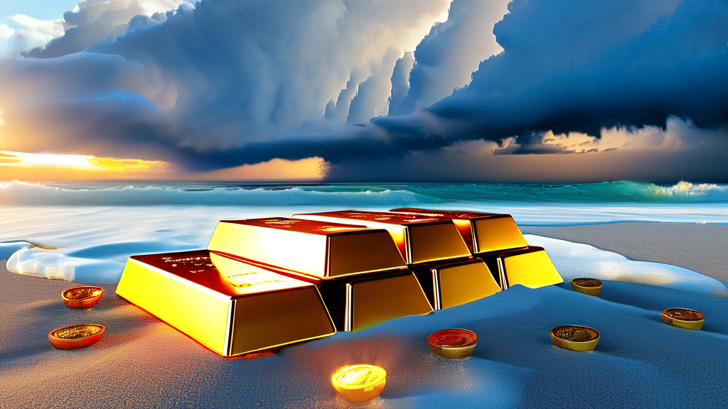 안전자산으로서 금의 매력 (realistic 스타일)