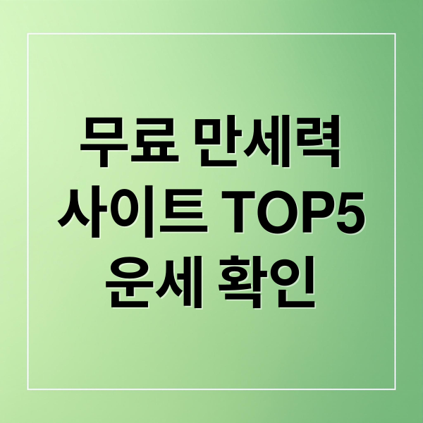 무료 만세력
사이트 TOP5
운세 확인 (무료 만세력 사이트)