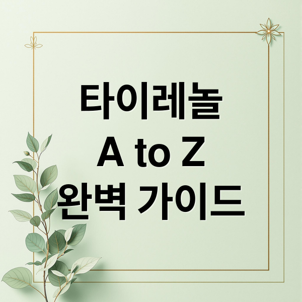 타이레놀
A to Z
완벽 가이드 (타이레놀 효능)