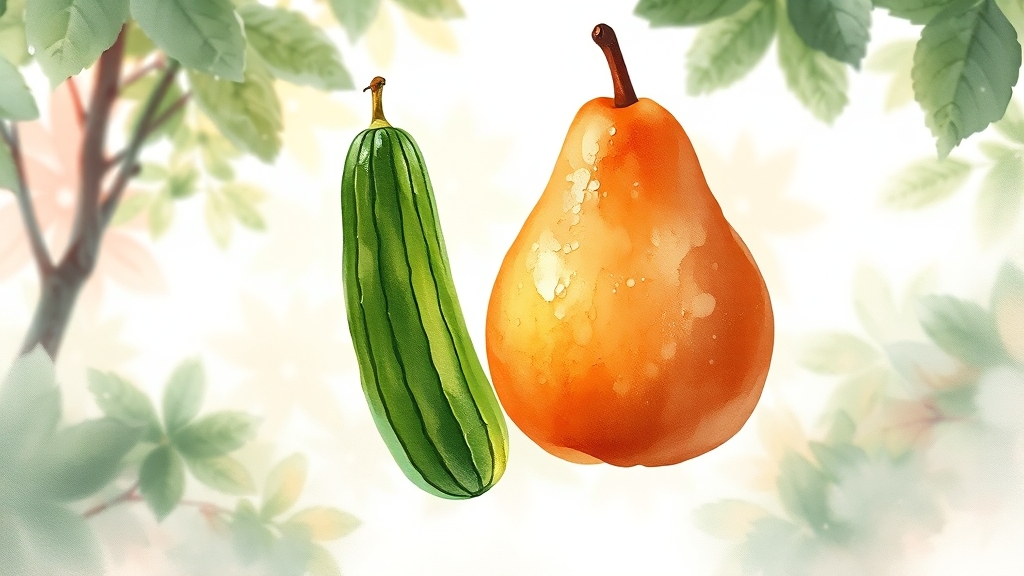 여주 vs 오이: 차이점 & 건강상 이점 (watercolor 스타일)