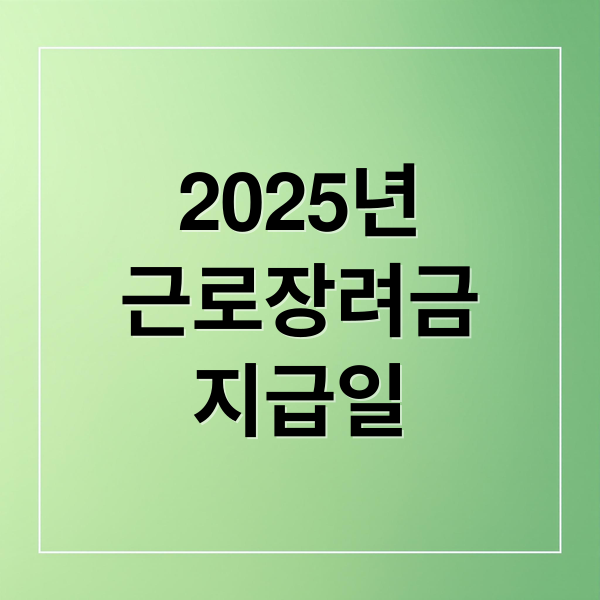 2025년 근로장려금 지급일 완벽 가이드