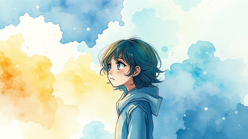 사회성 및 관계 형성의 어려움 (watercolor 스타일)