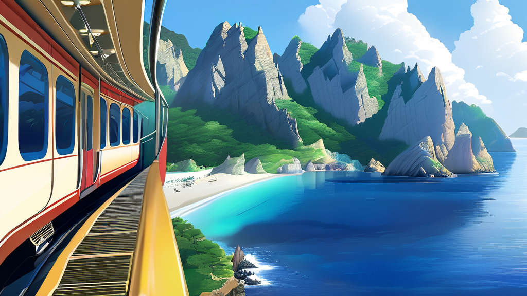 거제 모노레일 & 해금강 유람선: 짜릿한 경험 (realistic 스타일)