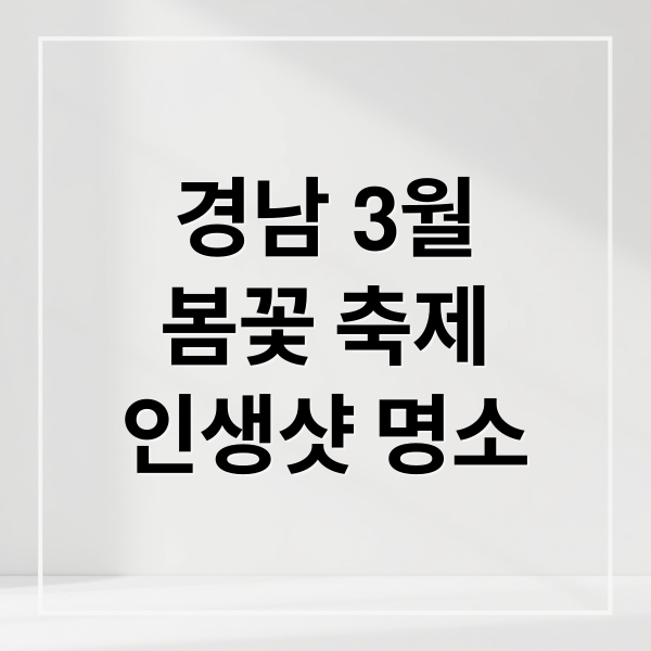 경남 3월
봄꽃 축제
인생샷 명소 (3월 경상남도 축제 여행지 추천)