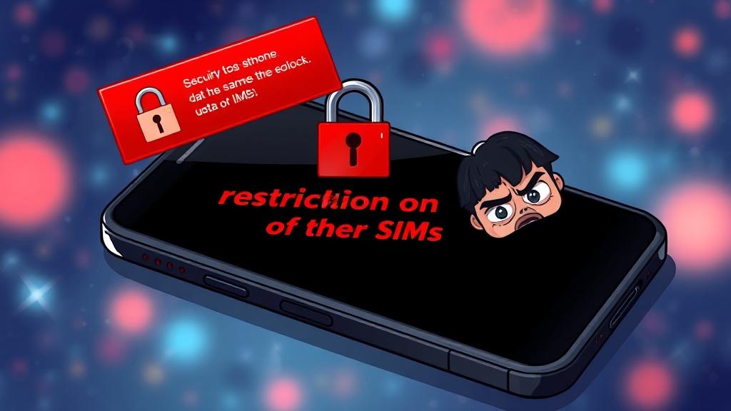 ‘다른 SIM 사용제한’, 왜 뜨는 걸까요? (cartoon 스타일)