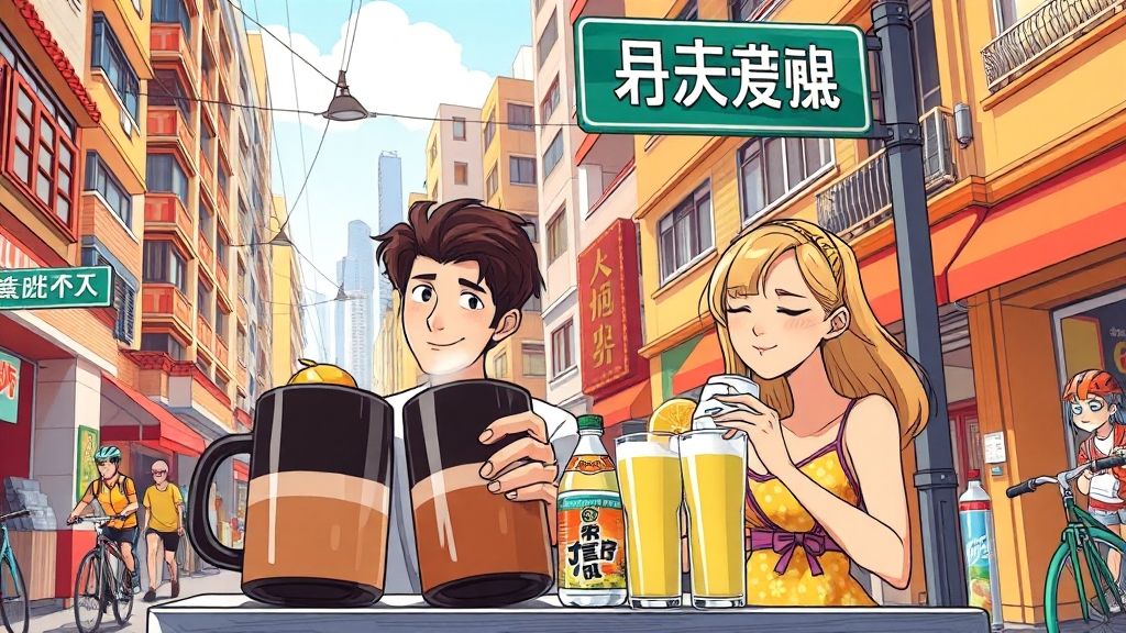 홍콩 명물 음료: 밀크티 & 레몬티 (cartoon 스타일)