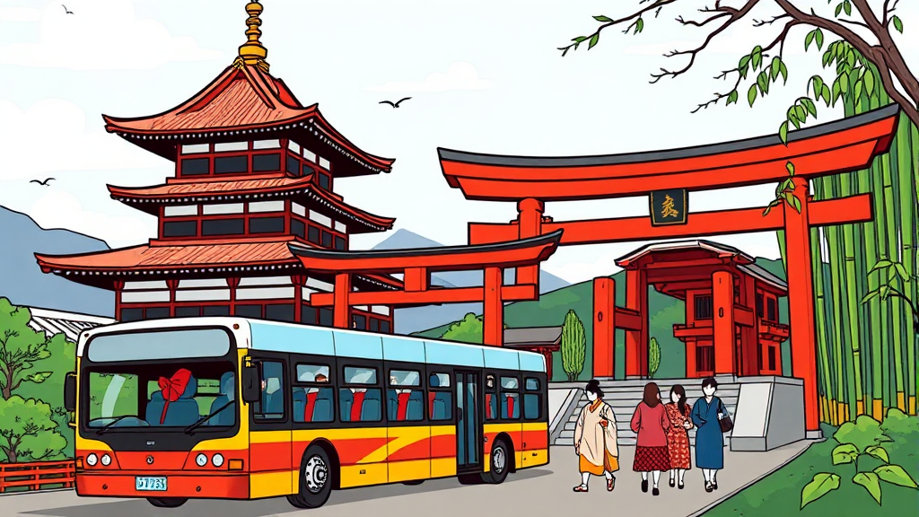 버스투어 코스: 주요 명소 소개 (cartoon 스타일)