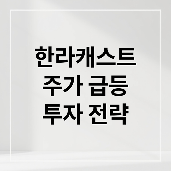 한라캐스트
주가 급등
투자 전략 (한라캐스트 주가 급등)