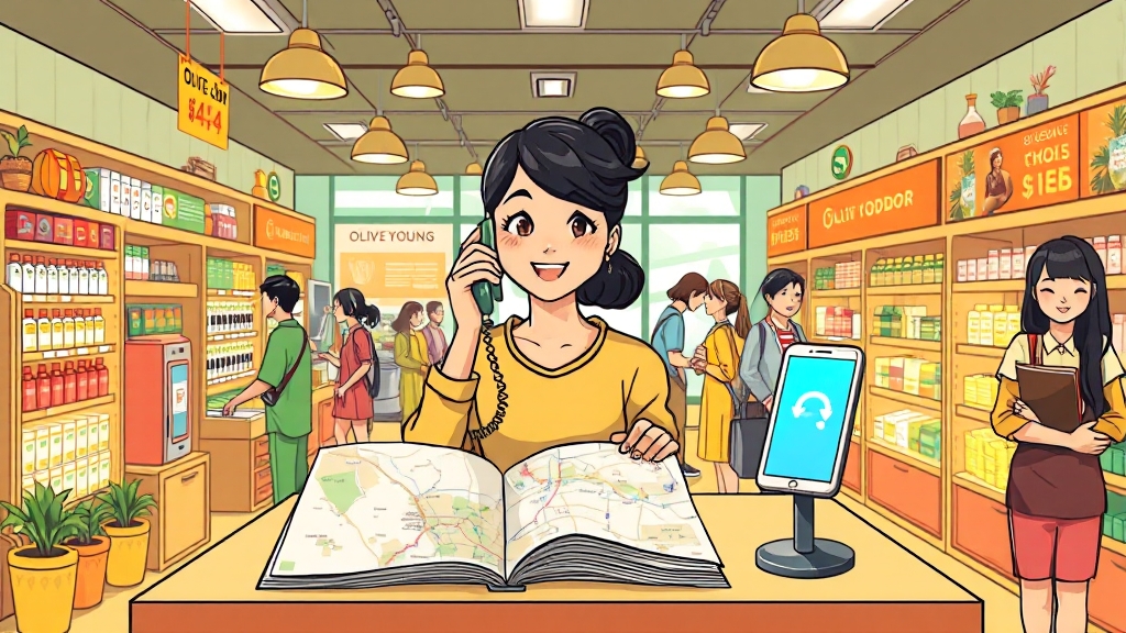 올리브영 매장 찾는 방법 (cartoon 스타일)