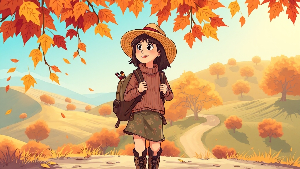 가을 여행 준비, 날씨, 옷차림, 준비물 (cartoon 스타일)