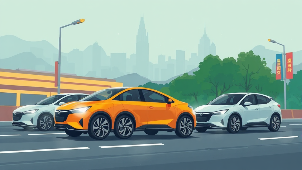 중국산 전기차의 공세와 국산차의 대응 전략 (illustration 스타일)
