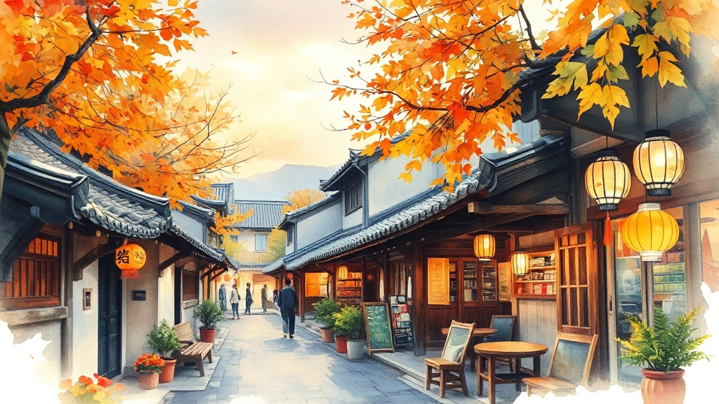 경기전 주변, 알찬 가을 여행 코스 (watercolor 스타일)