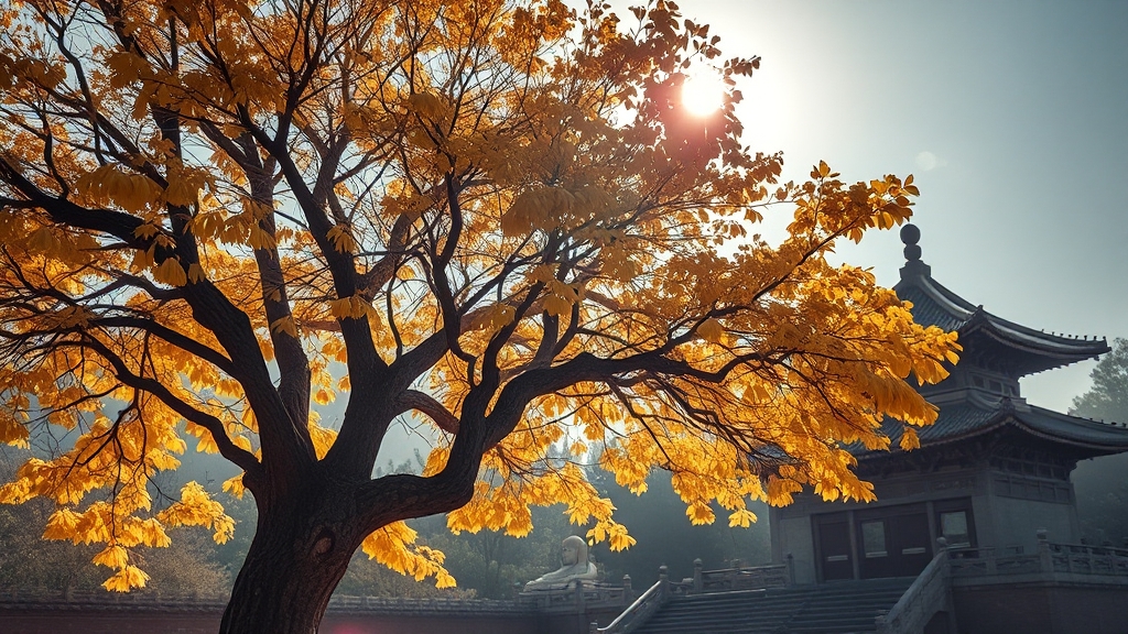 용문사 은행나무 촬영 명소 (realistic 스타일)