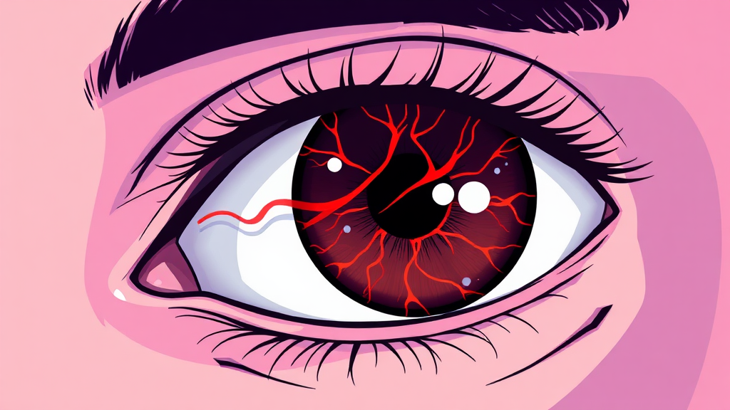 당뇨가 눈에 미치는 영향: 혈관 손상과 시력 저하 (cartoon 스타일)
