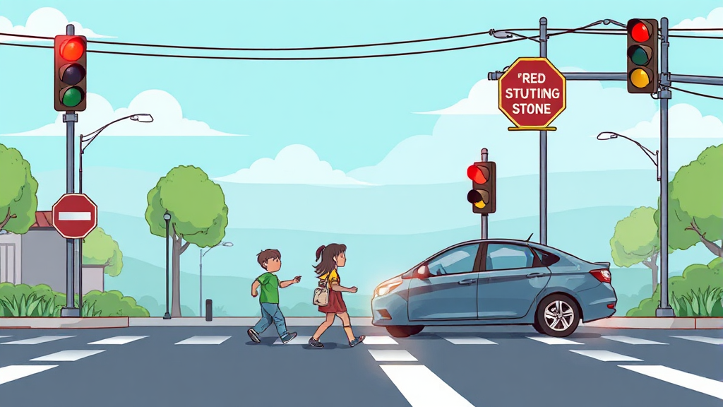 어린이 보호구역 신호 위반, 단속 방식 상세 설명 (illustration 스타일)