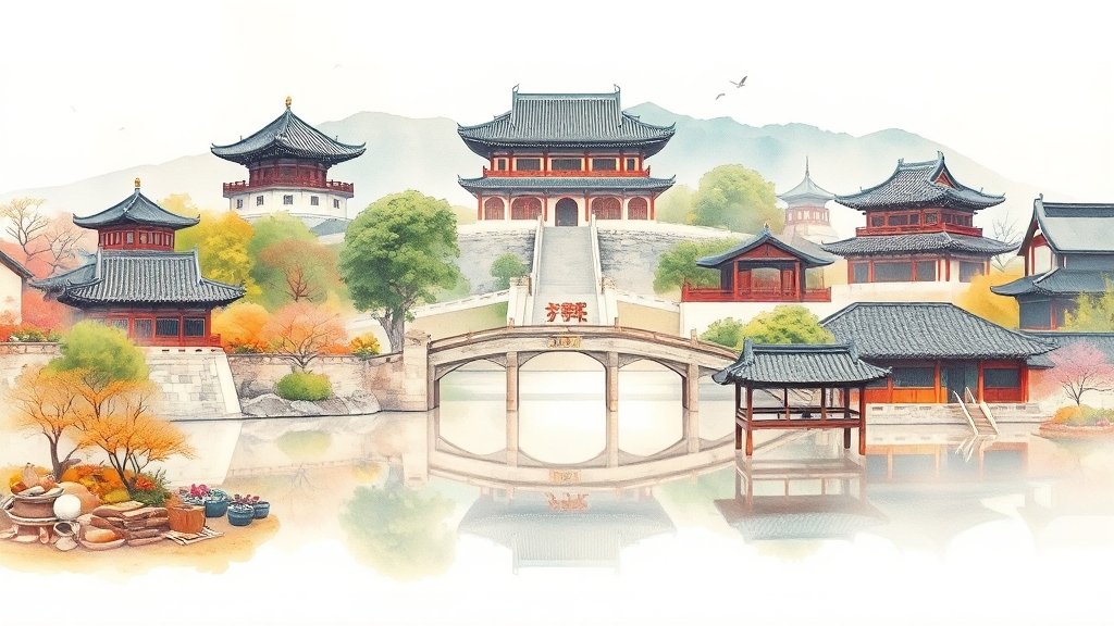 주변 명소 연계 관람 (watercolor 스타일)