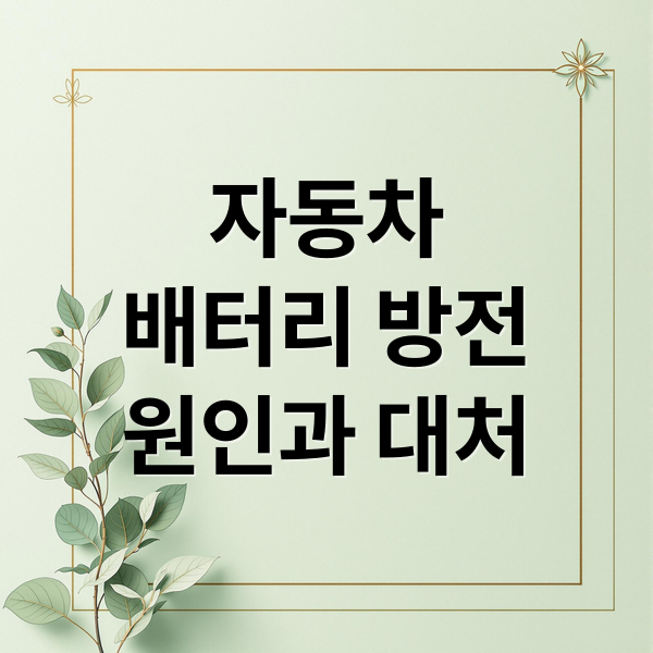자동차
배터리 방전
원인과 대처 (자동차 배터리 방전 예방)