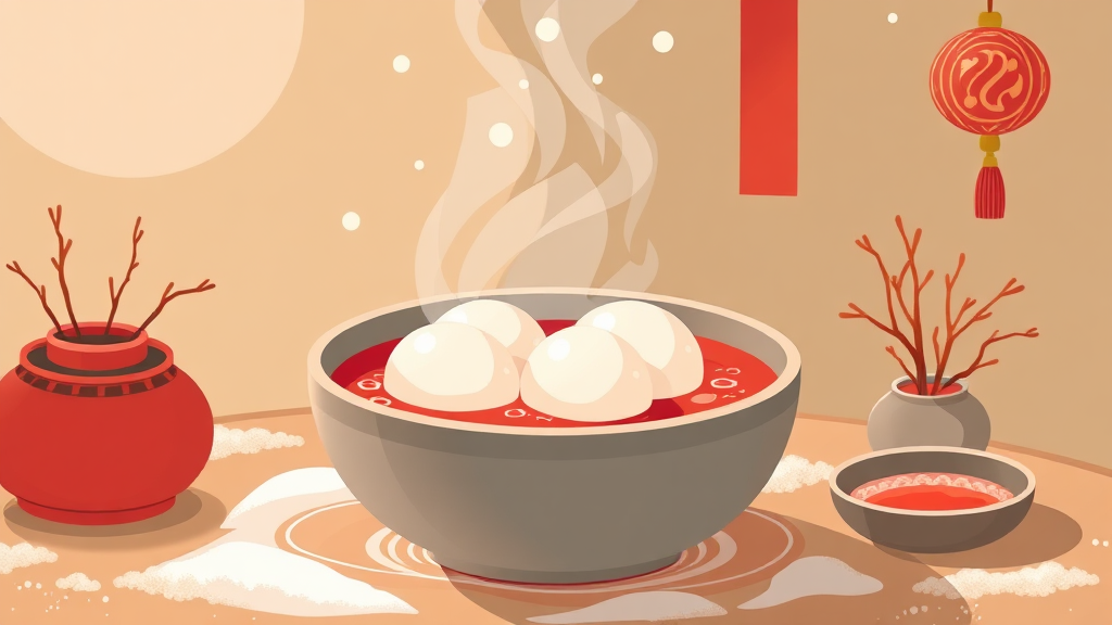 동지 팥죽과 관련된 풍속 (illustration 스타일)