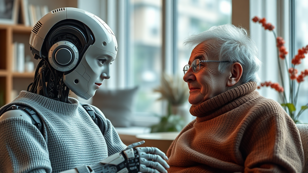 초고령사회, 기술 진보와 함께하는 따뜻한 미래 설계 (realistic 스타일)