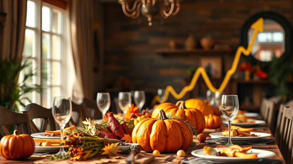 추수감사절과 증시의 관계 (realistic 스타일)