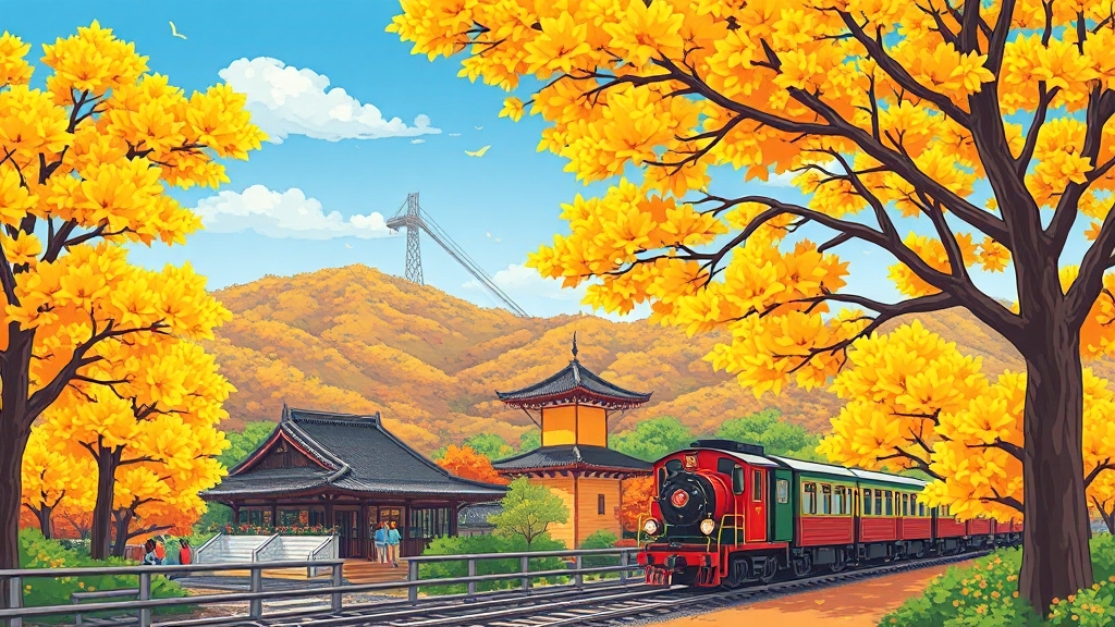 용문사 은행나무 주변 볼거리 (cartoon 스타일)