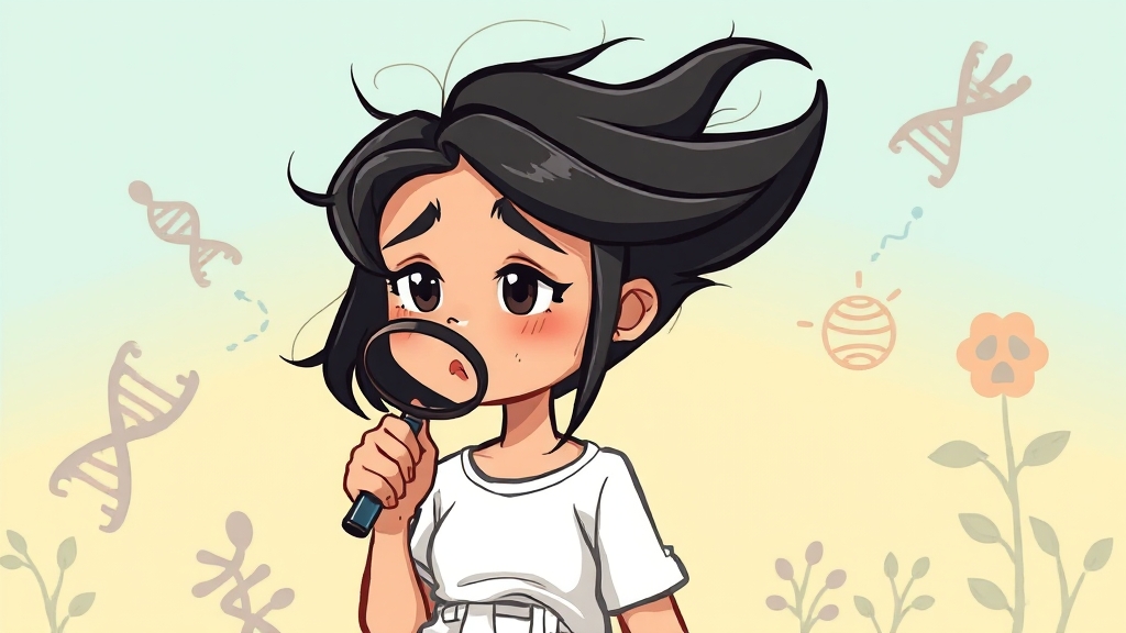 탈모 원인: 유전, 스트레스, 습관 (cartoon 스타일)