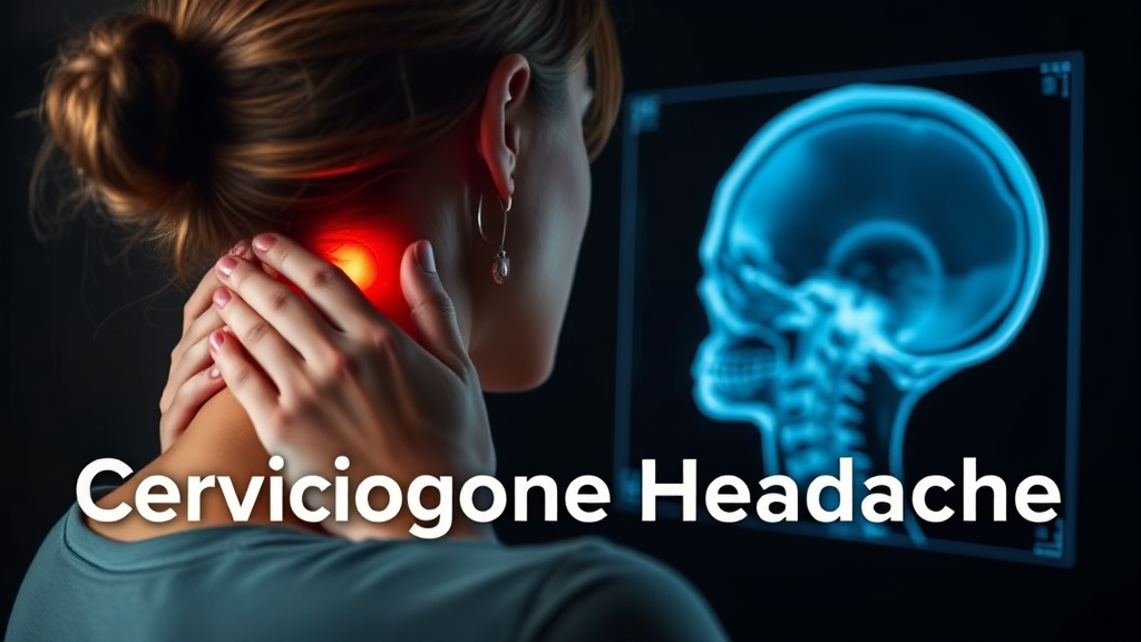 경추성 두통 진단 방법 (realistic 스타일)