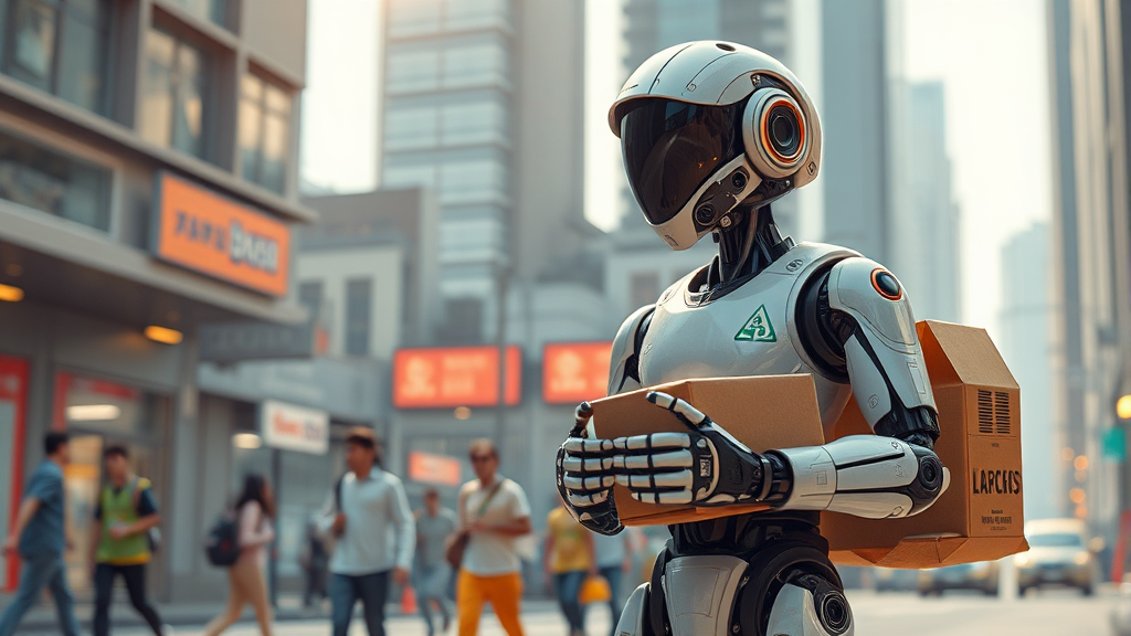 로봇 활용 분야 및 미래 변화 (realistic 스타일)