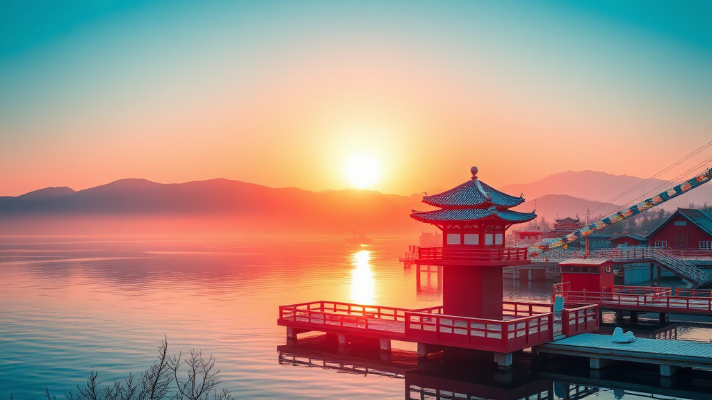 해돋이 명소 선택 꿀팁 (realistic 스타일)