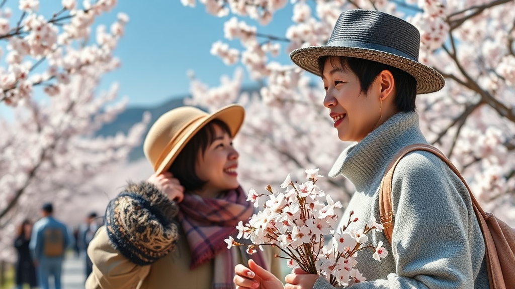 따뜻한 봄날, 충청북도에서 즐기는 특별한 추억 만들기 (realistic 스타일)