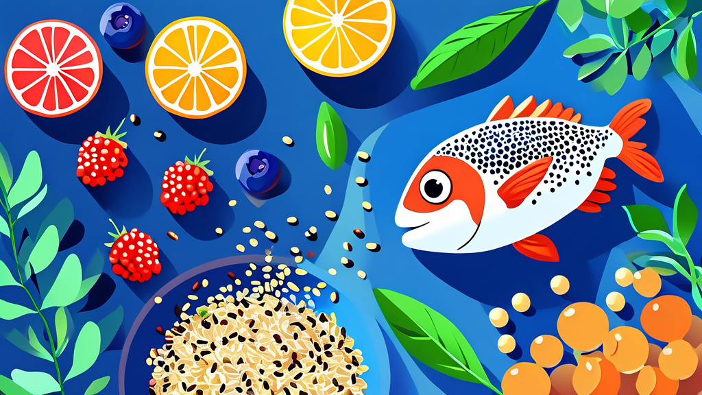 혈관 건강에 좋은 대표 음식 5가지 (cartoon 스타일)