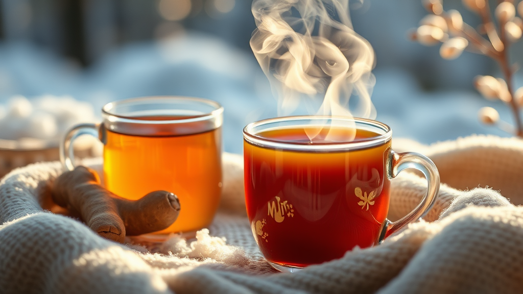 으슬으슬할 때 생강차 한 잔의 위력 (realistic 스타일)