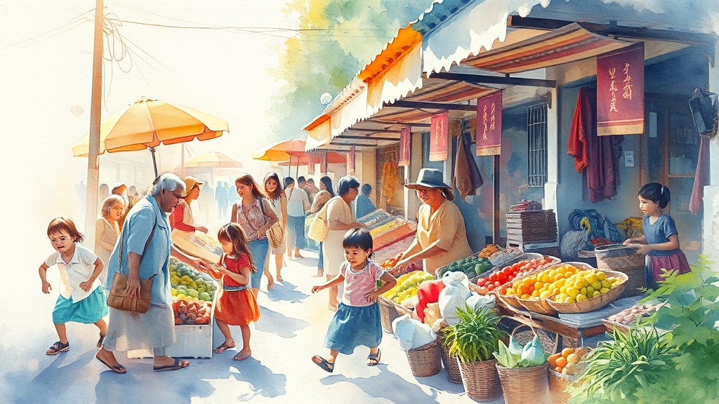 전통시장 활성화 기여 (watercolor 스타일)