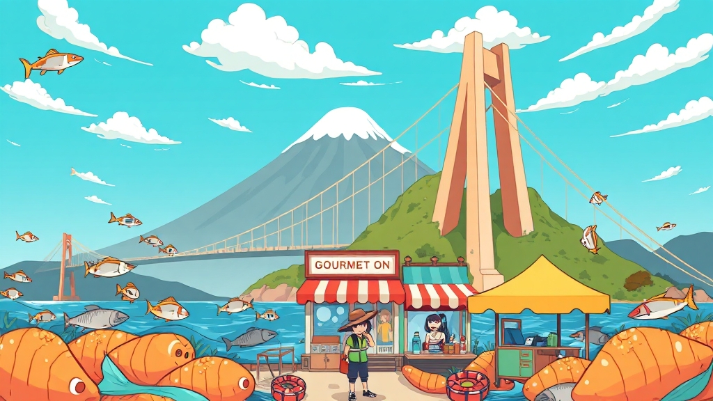 욕지도 관광 명소 추천 (cartoon 스타일)