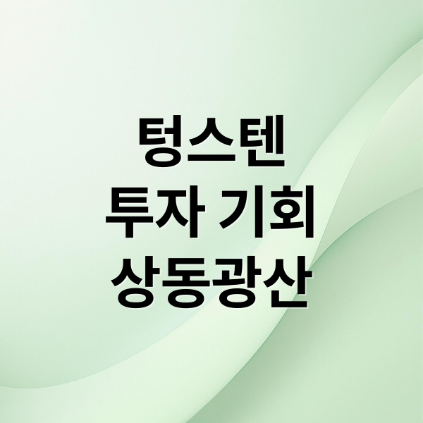 텅스텐
투자 기회
상동광산 (텅스텐 관련주 관련 대장주 광산 관련주)