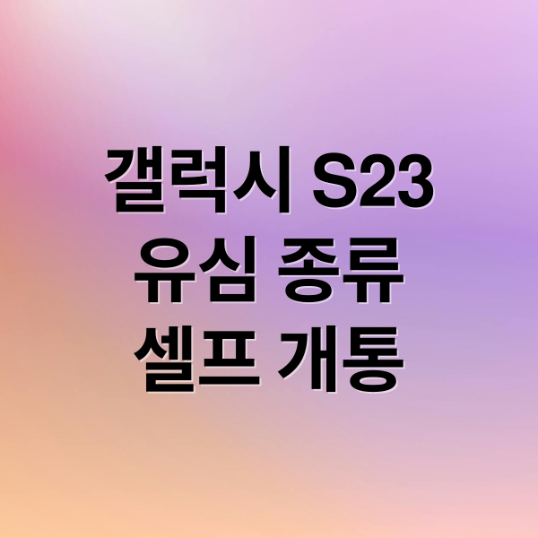 갤럭시 S23
유심 종류
셀프 개통 (갤럭시 S23 유심)