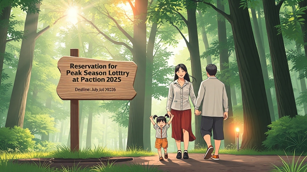 성수기 추첨 예약 핵심 정보 (illustration 스타일)