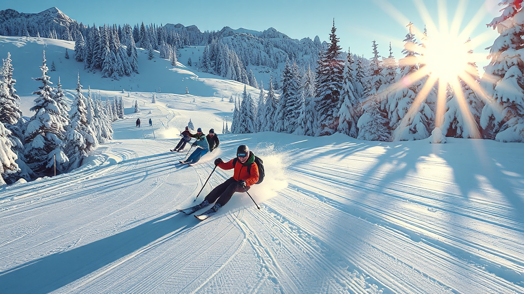 스키장 개장 현황 및 운영 시간 (realistic 스타일)