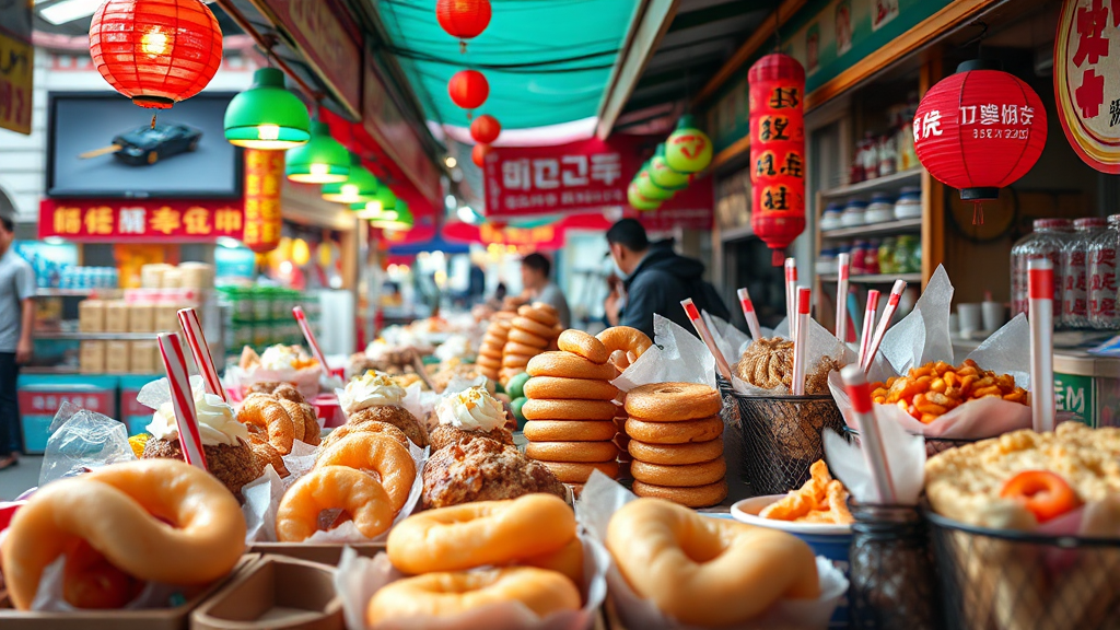 속초 중앙시장: 맛있는 간식 보물찾기 시작 (realistic 스타일)