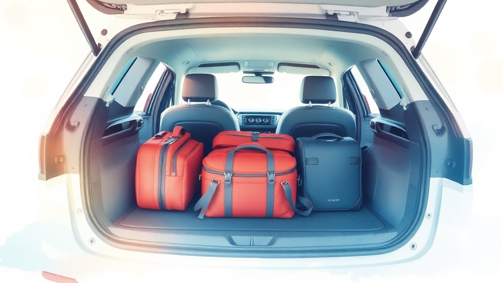 실내 공간 및 트렁크 공간 비교 (watercolor 스타일)