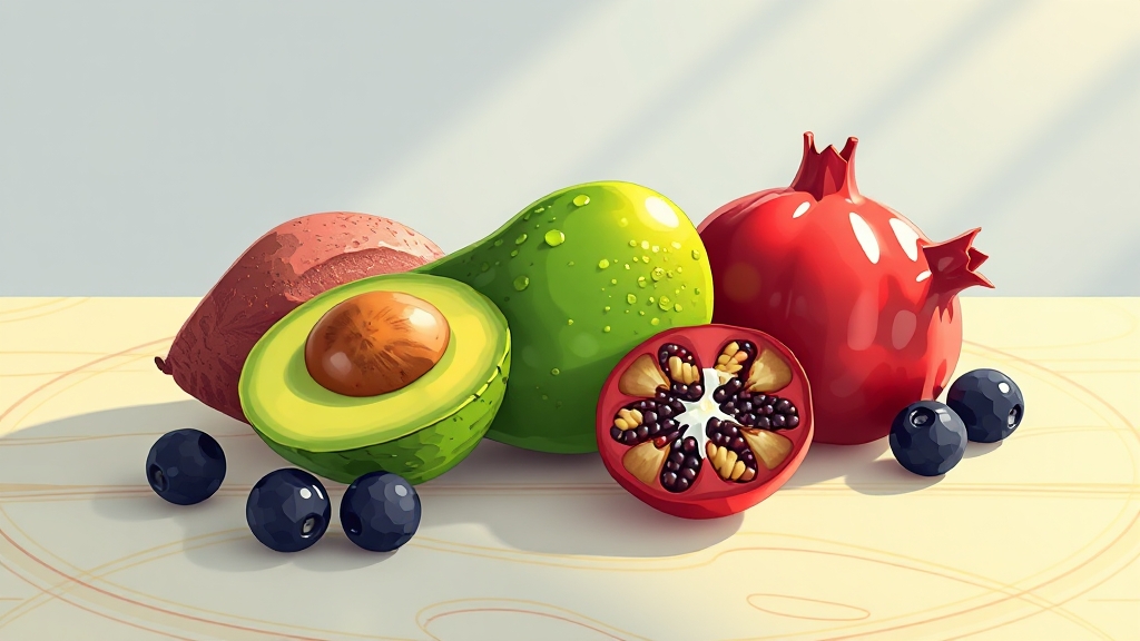 단백질 풍부한 과일 TOP 5 (illustration 스타일)